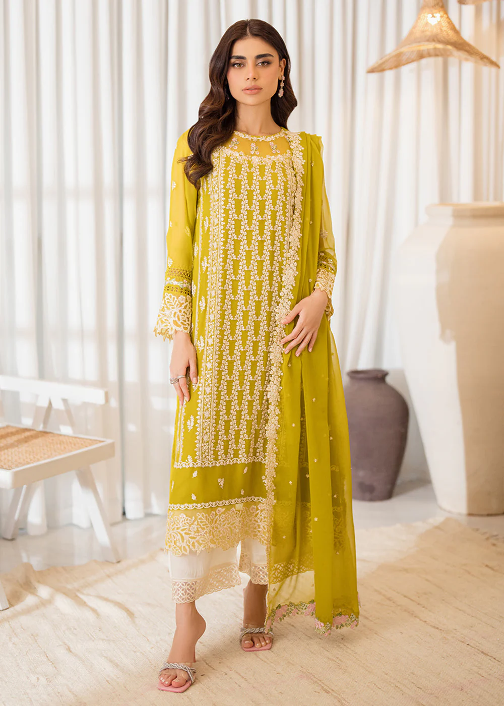 3 Pcs Embroidered Luxury Chiffon Formals '24 by Azure | Amber Glow