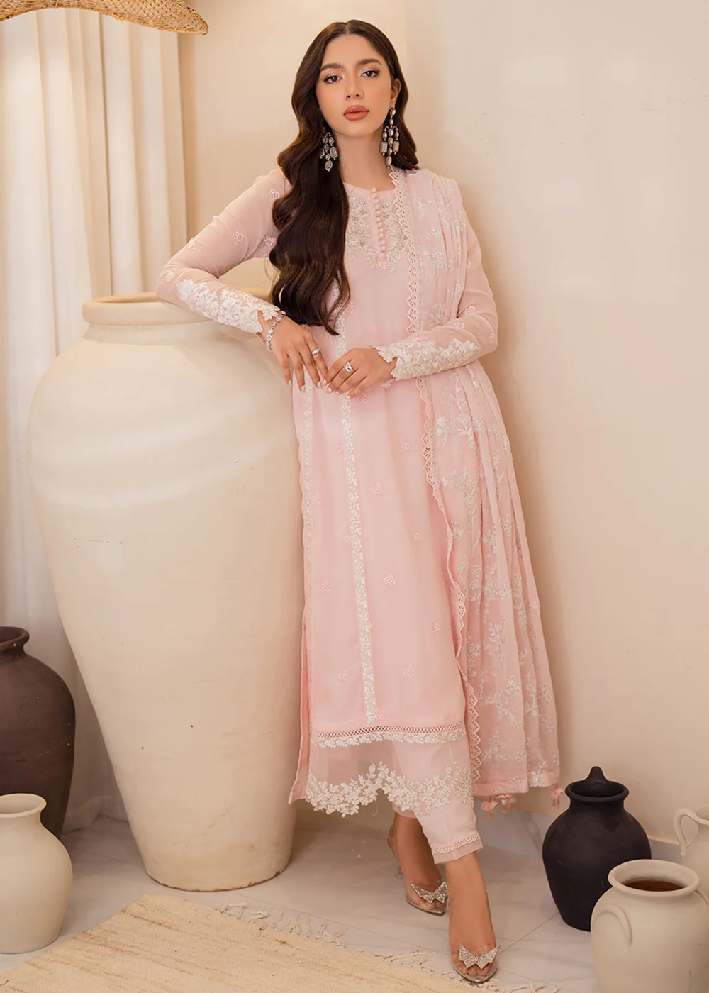 3 Pcs Embroidered Luxury Chiffon Formals '24 by Azure | Pink Delight