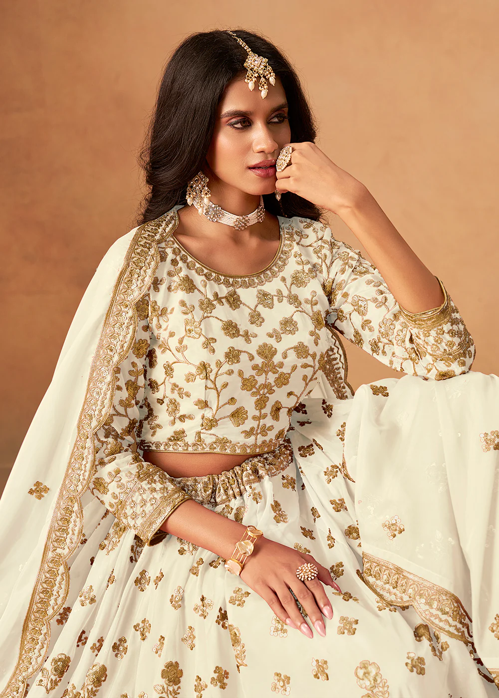 A Line Style Off White Wedding Wear Lehenga Choli - Image 2