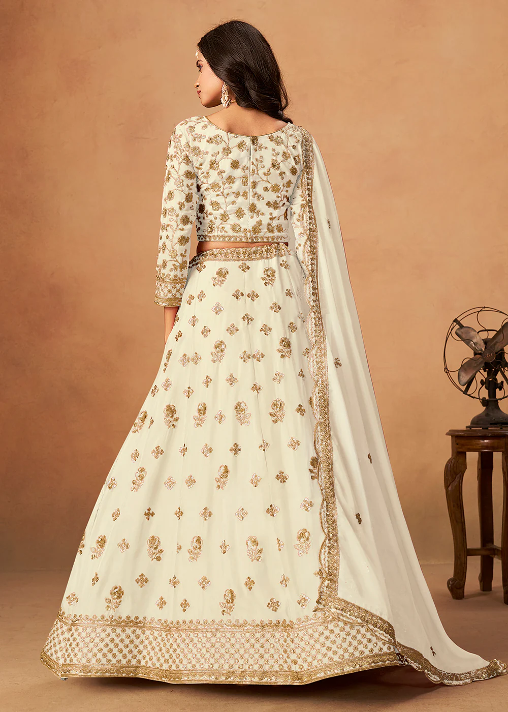A Line Style Off White Wedding Wear Lehenga Choli - Image 3