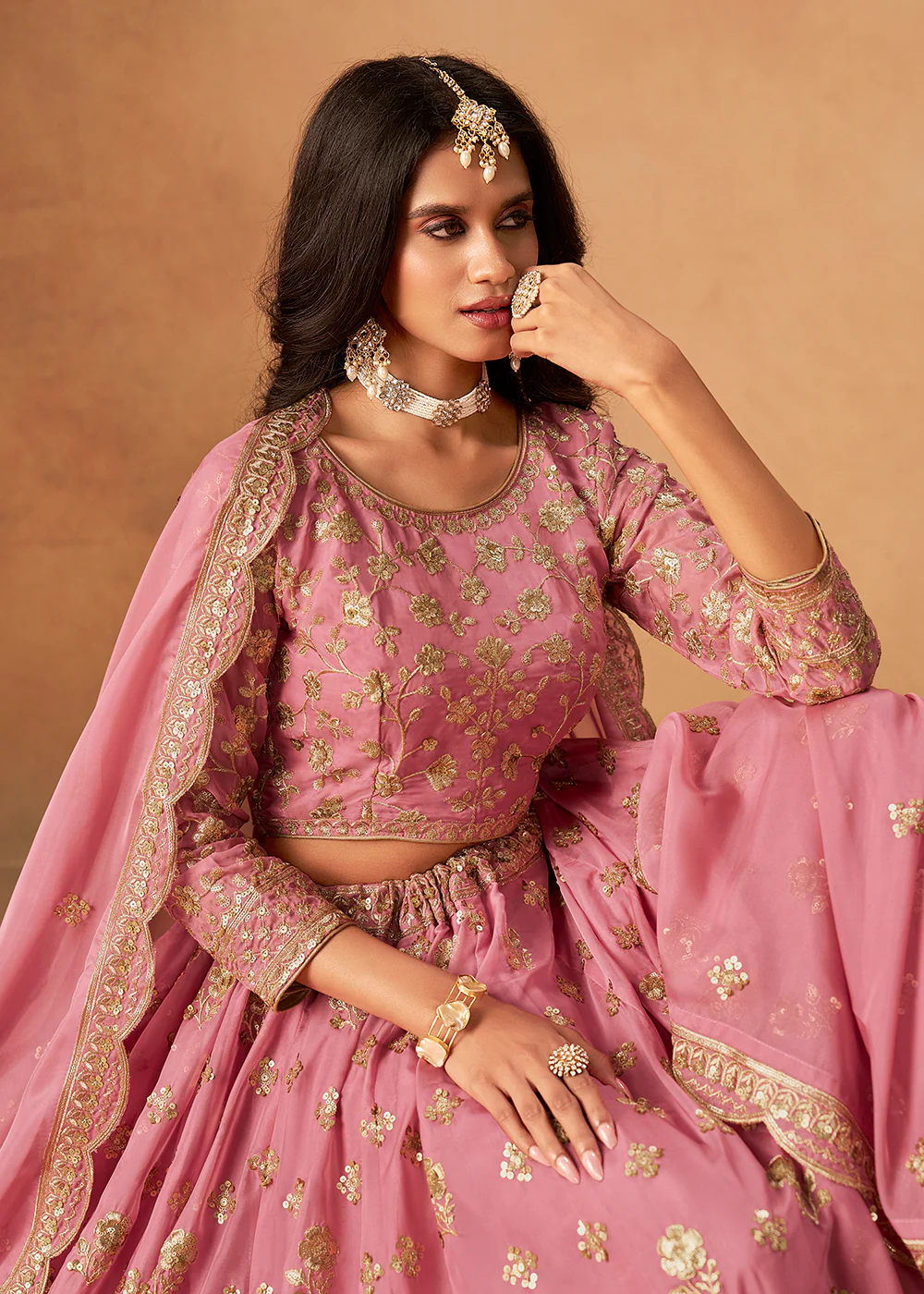 A Line Style Pink Wedding Wear Lehenga Choli - Image 2