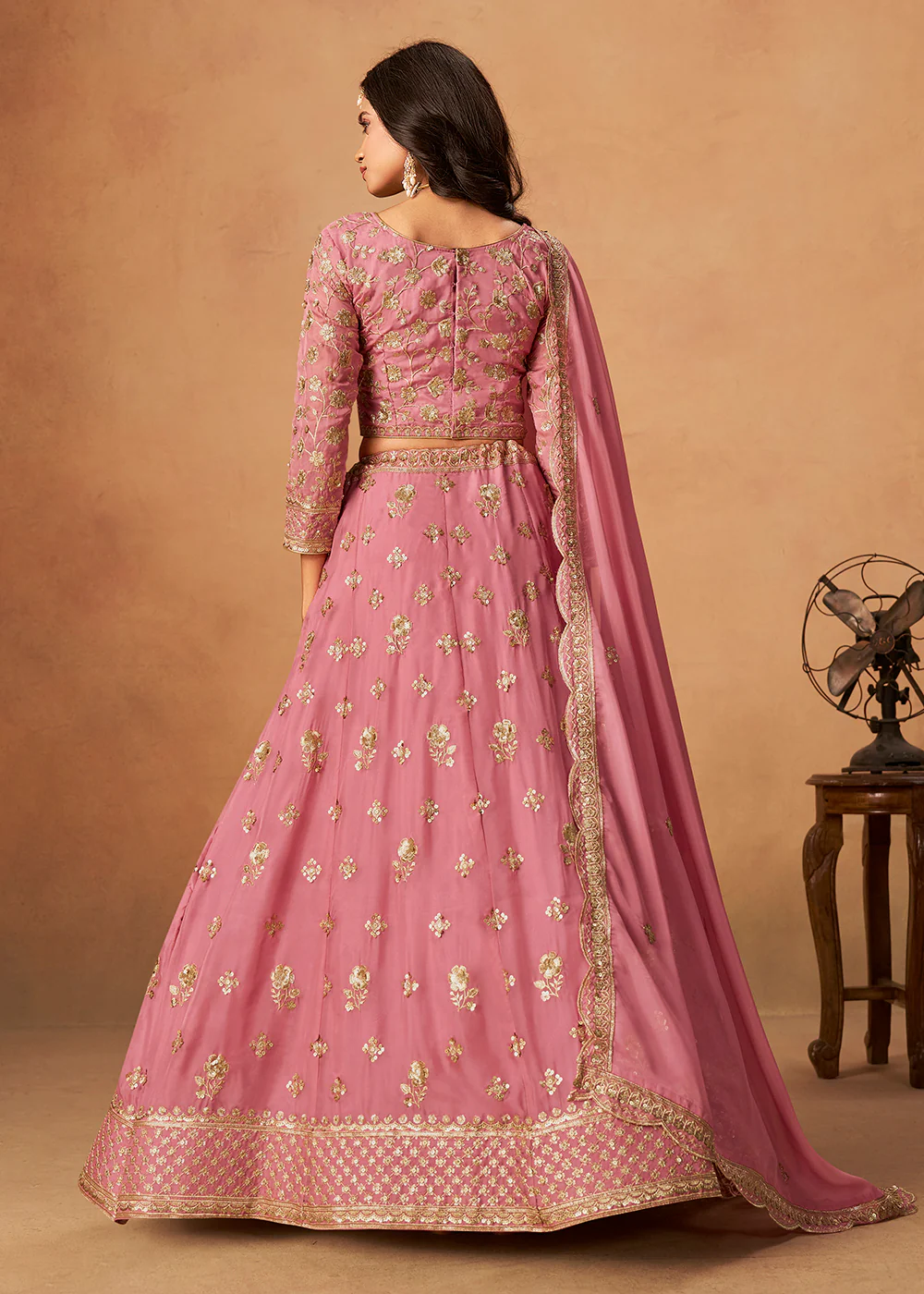 A Line Style Pink Wedding Wear Lehenga Choli - Image 3