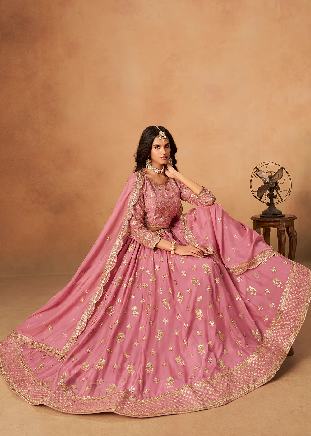 A Line Style Pink Wedding Wear Lehenga Choli - Image 4