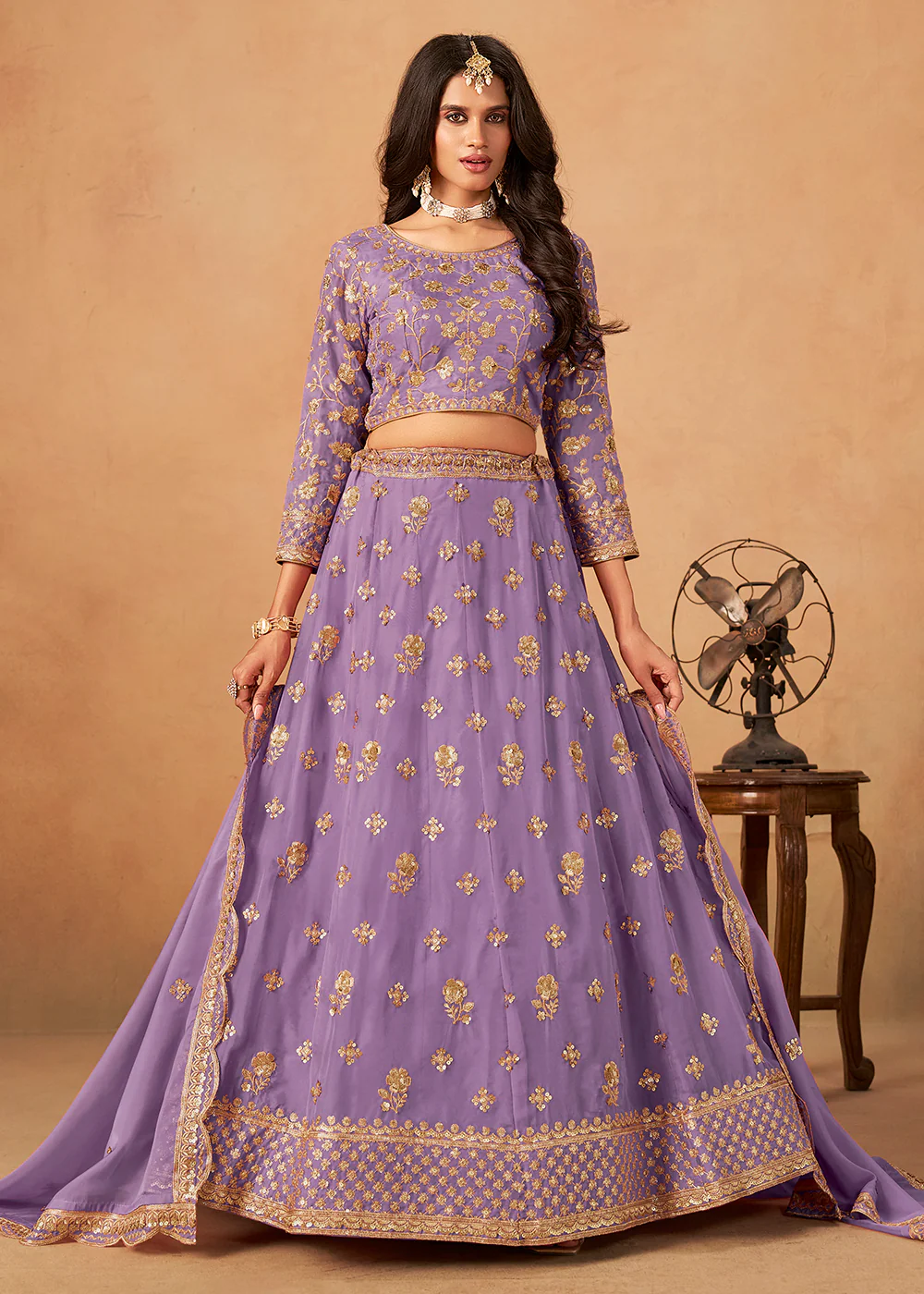 A Line Style Purple Wedding Wear Lehenga Choli