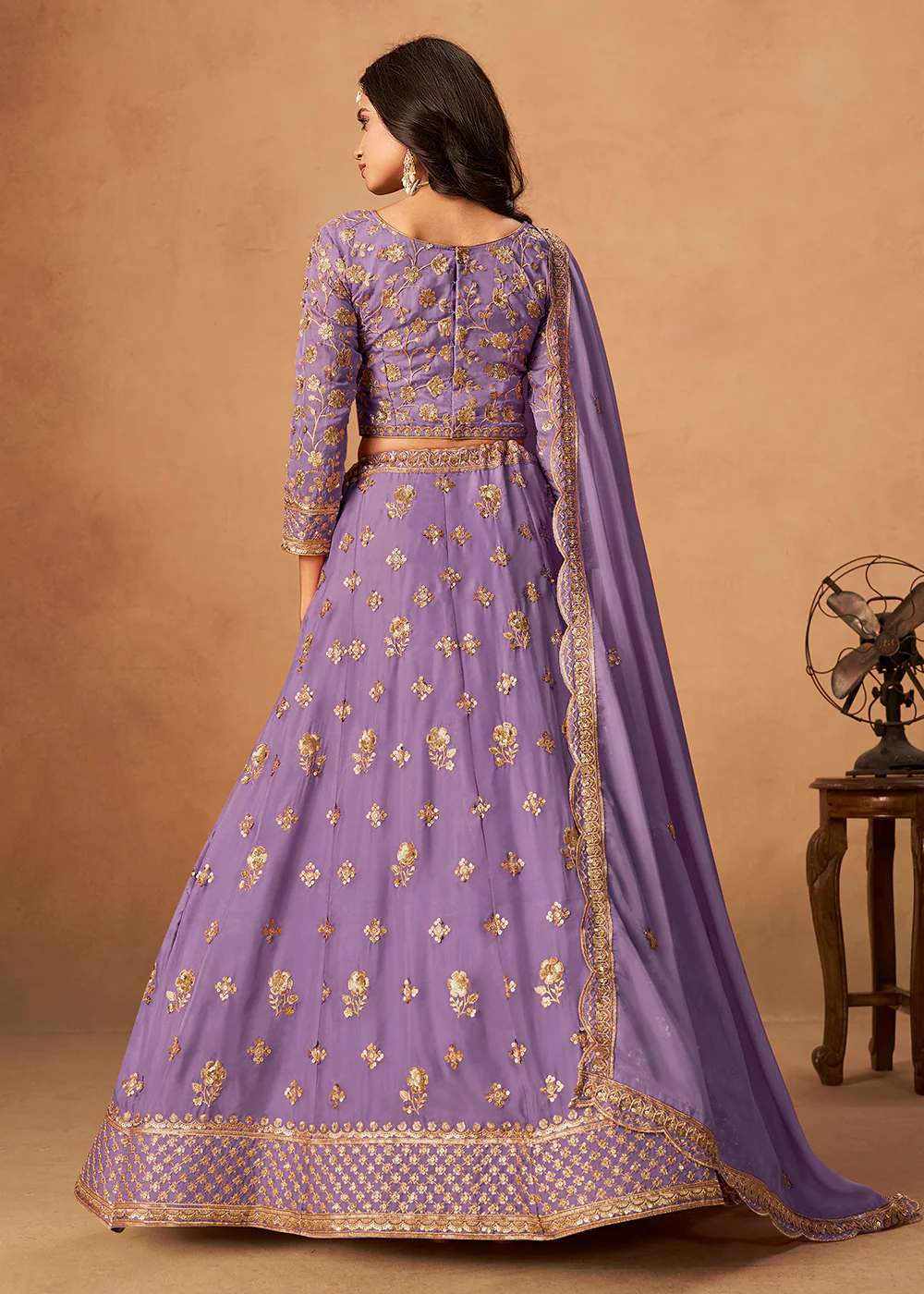 A Line Style Purple Wedding Wear Lehenga Choli - Image 3