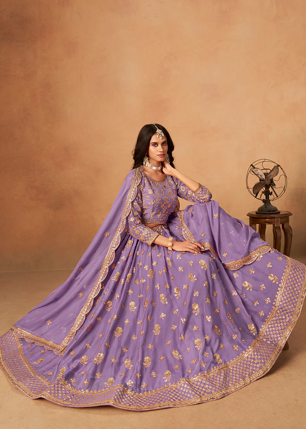 A Line Style Purple Wedding Wear Lehenga Choli - Image 4