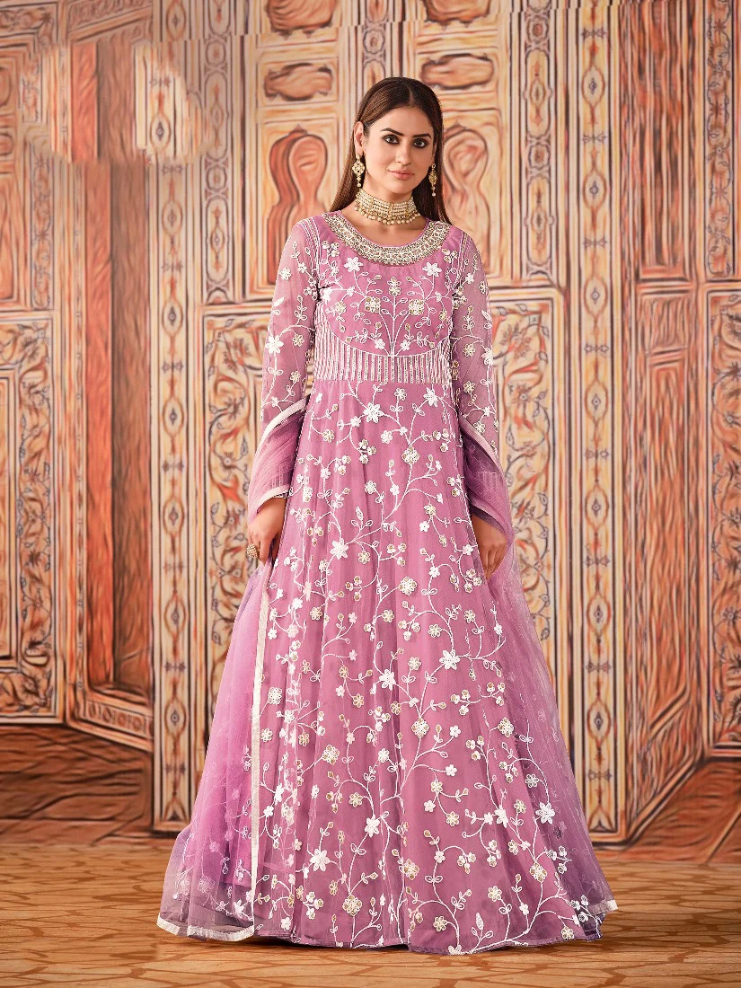 Abaya Style Pink Thread Floor Length Anarkali Suit