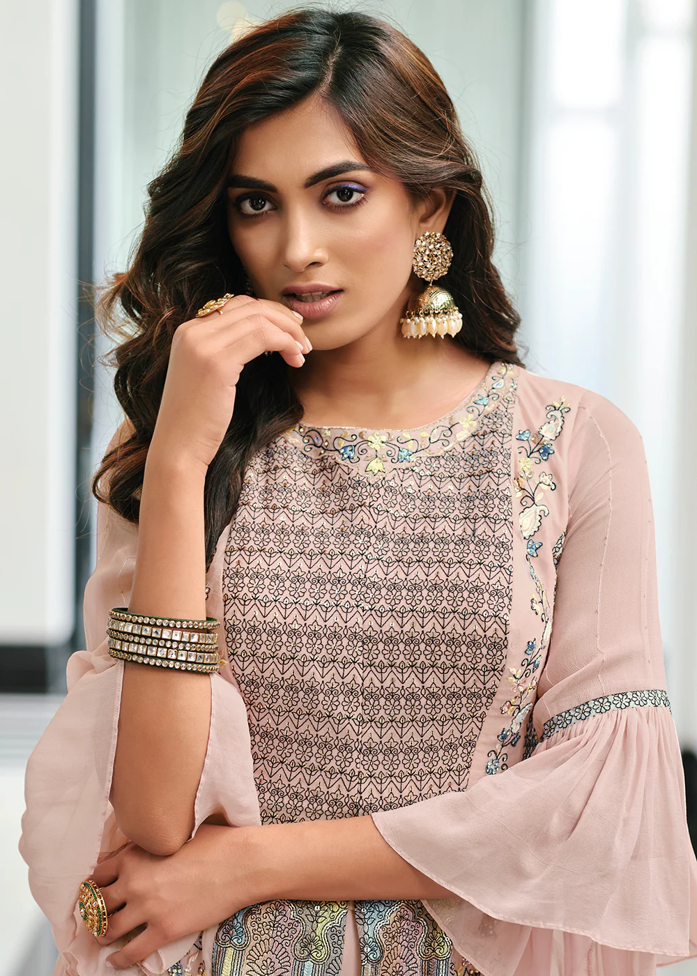 Admirable Mauve Pink Party Festive Palazzo Salwar Suit - Image 2
