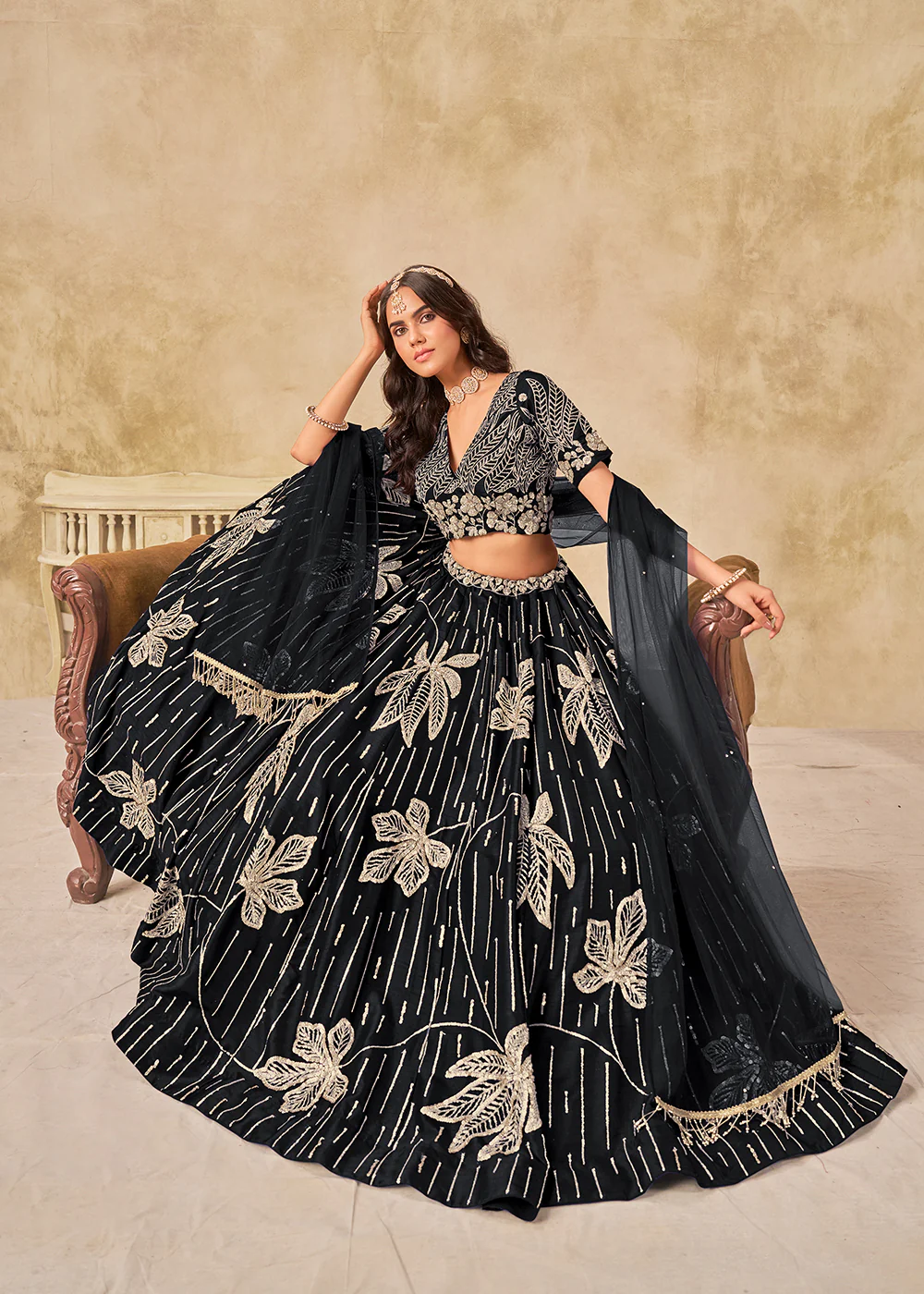 Adorable Black Art Silk Embroidered Lehenga Choli - Image 5