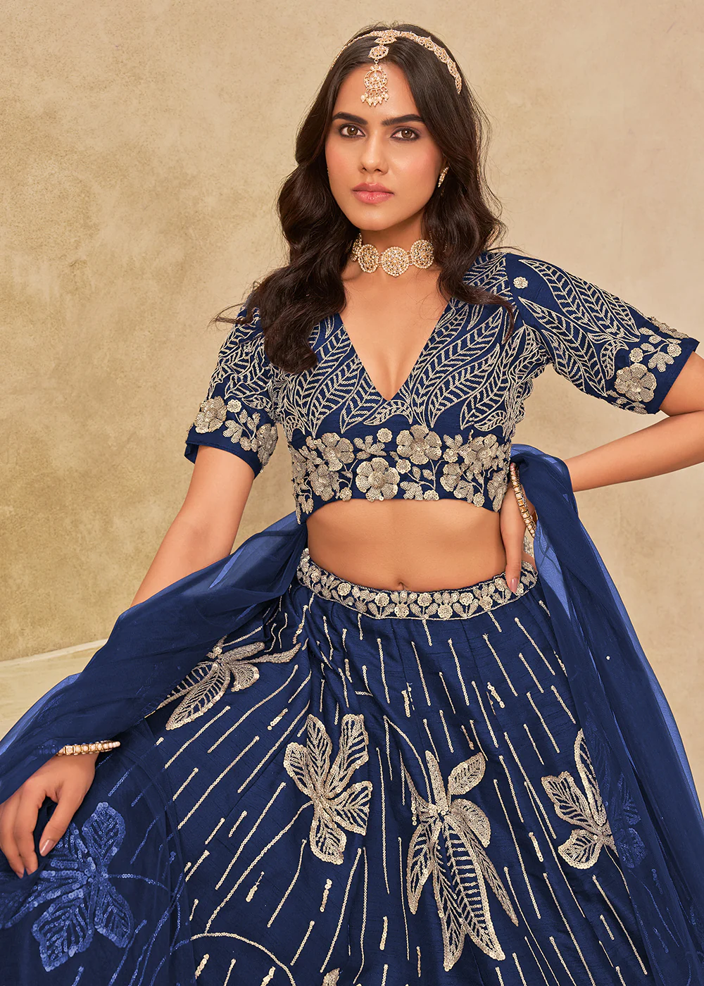 Adorable Blue Art Silk Embroidered Lehenga Choli - Image 2