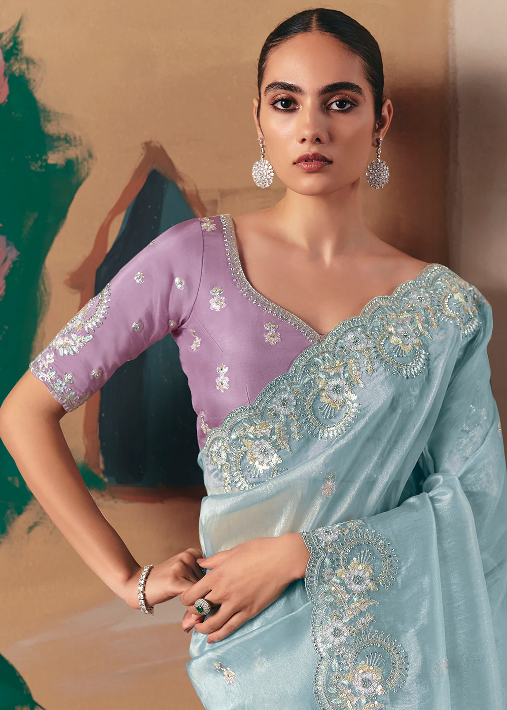 Adorable Blue Fancy Fabric Festive Designer Saree - Image 2