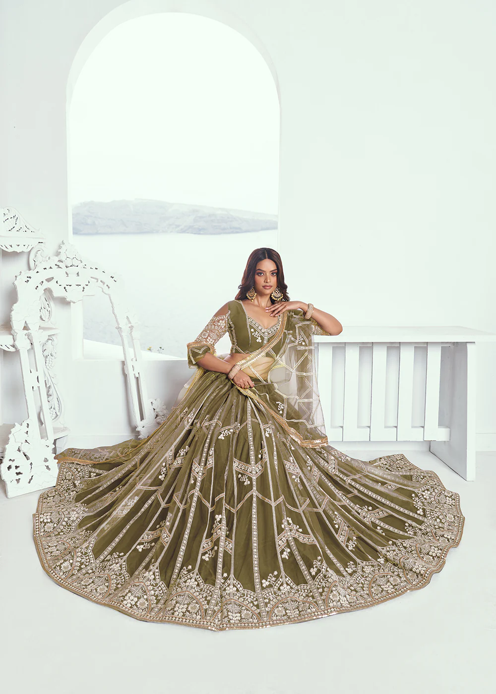 Adorable Green Embroidered Wedding Wear Lehenga Choli - Image 4
