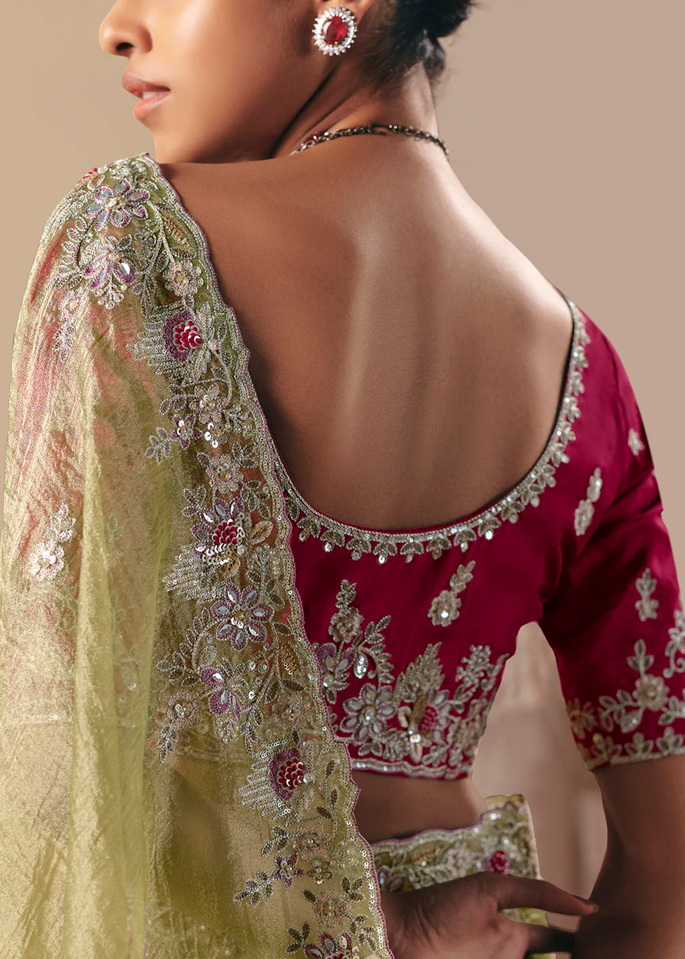 Adorable Green Fancy Fabric Festive Designer Saree - Image 3