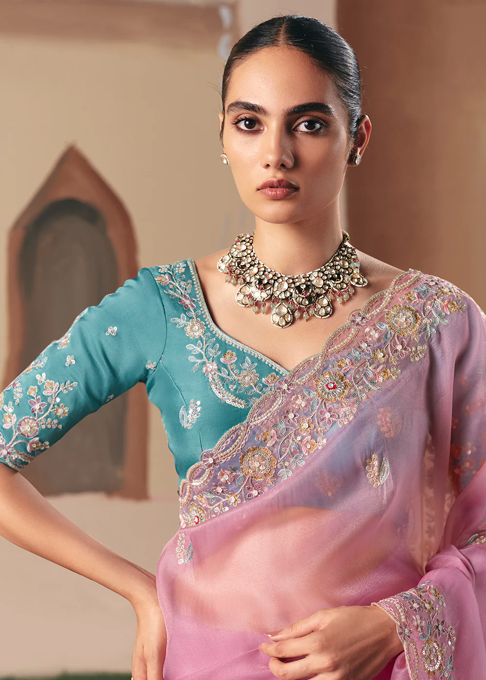 Adorable Light Pink Fancy Fabric Festive Designer Saree - Image 2