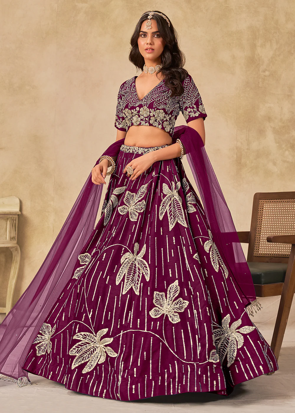 Adorable Purple Art Silk Embroidered Lehenga Choli