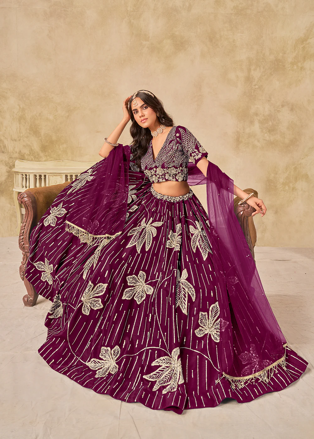 Adorable Purple Art Silk Embroidered Lehenga Choli - Image 5