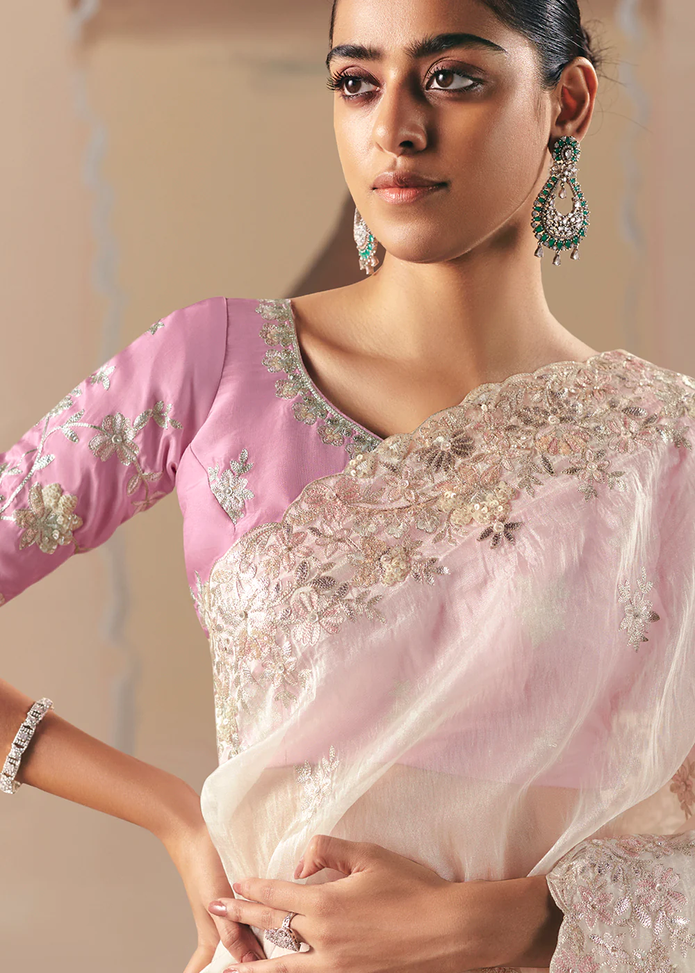 Adorable White Fancy Fabric Festive Designer Saree - Image 2