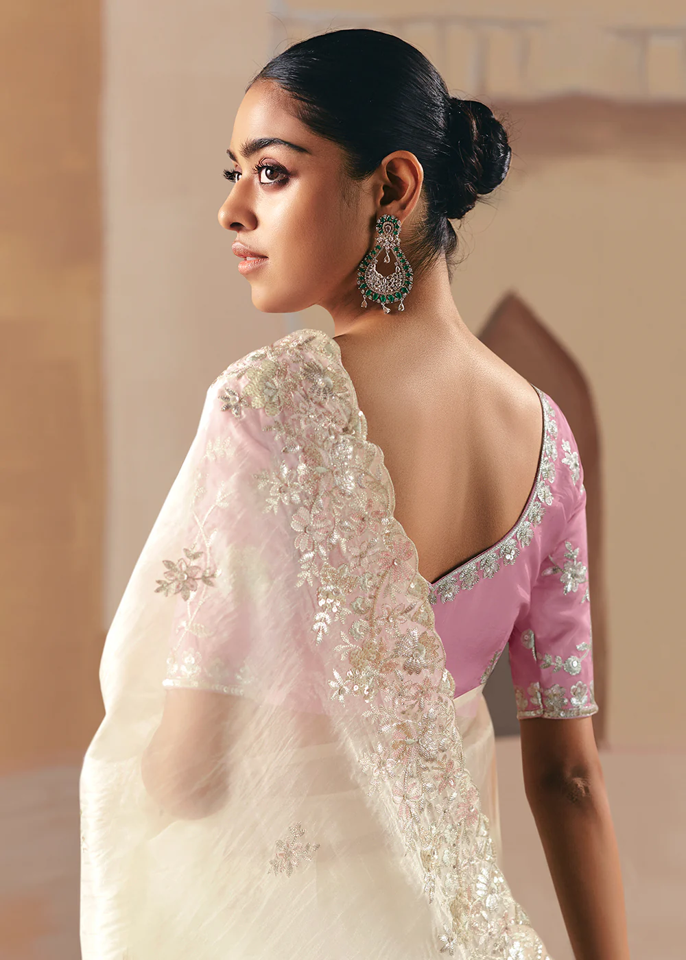 Adorable White Fancy Fabric Festive Designer Saree - Image 3