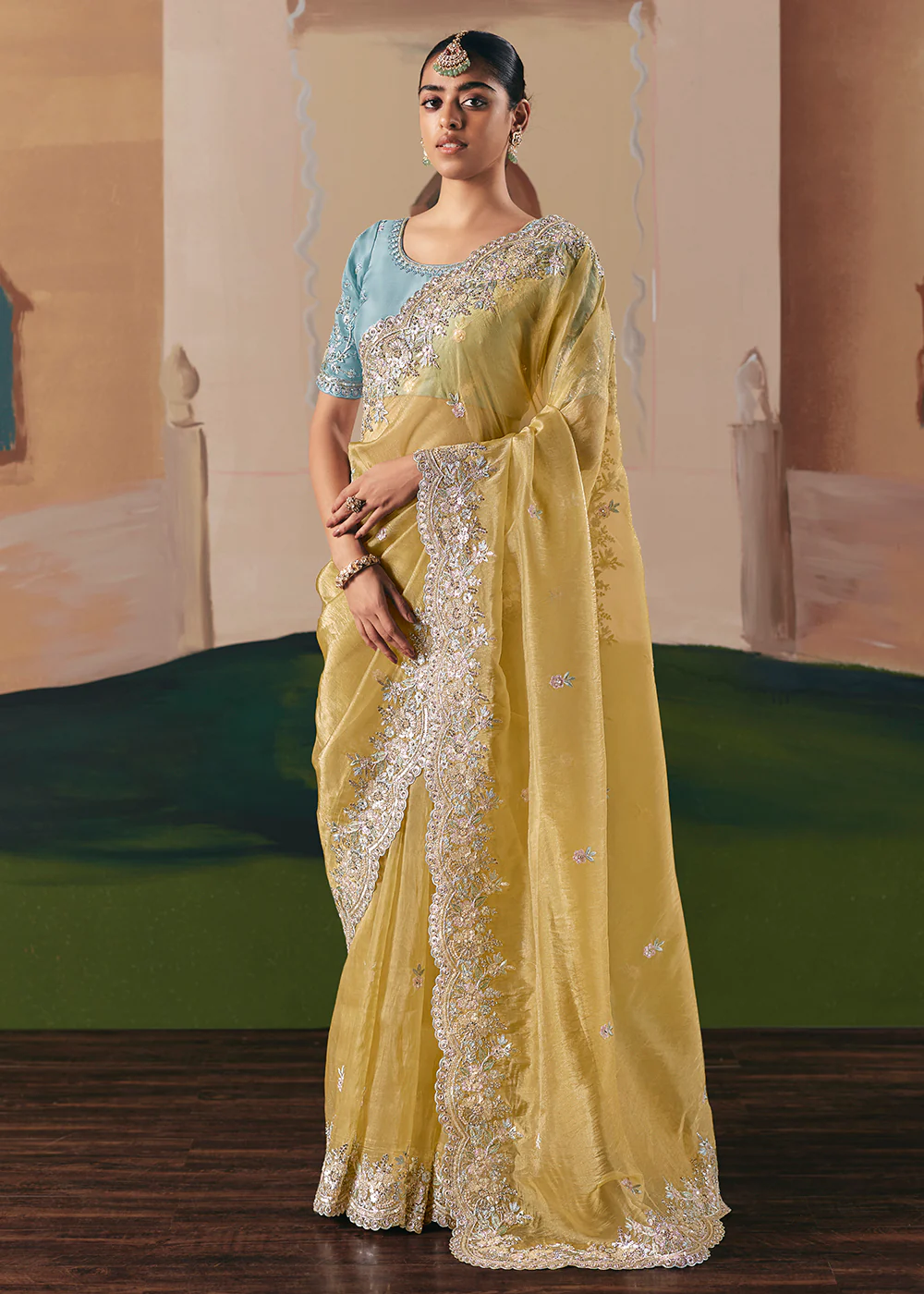 Adorable Yellow Fancy Fabric Festive Designer Saree