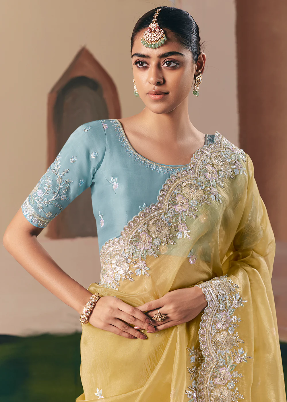 Adorable Yellow Fancy Fabric Festive Designer Saree - Image 2