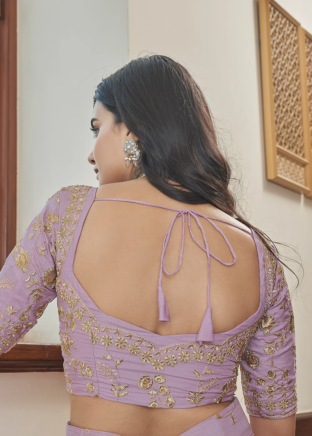 Adorning Art Silk Lavender Wedding Lehenga Choli - Image 4