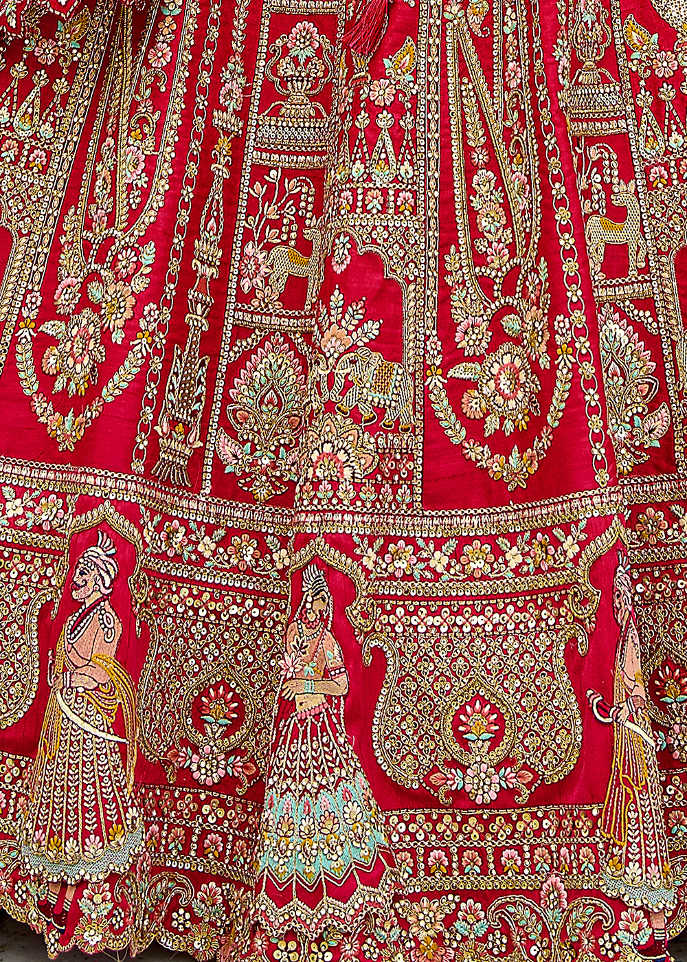 Allure Red Silk Embroidered Bridal Wear Lehenga Choli - Image 6