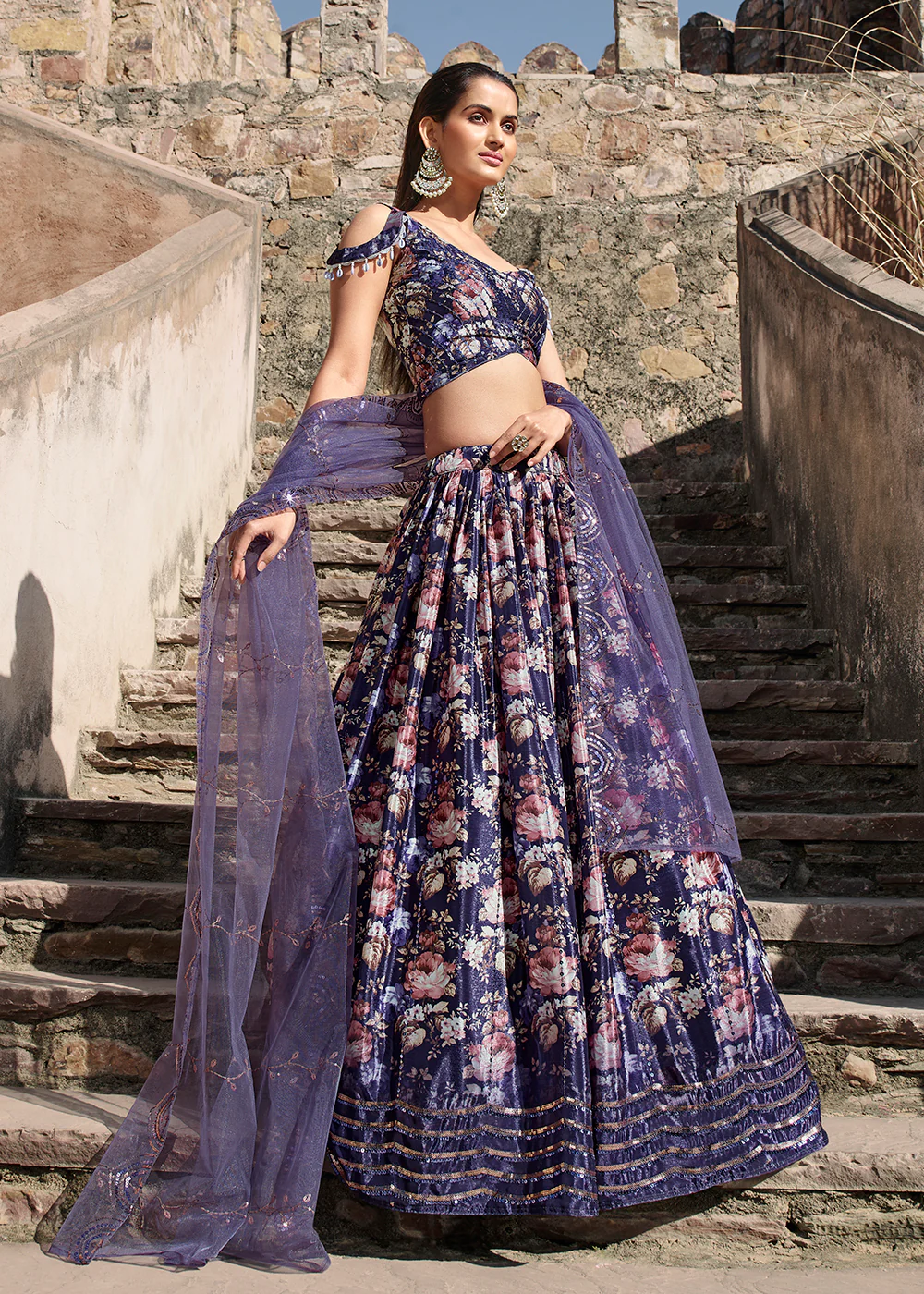 Amazing Blush Purple Embroidered Designer Lehenga Choli - Image 3