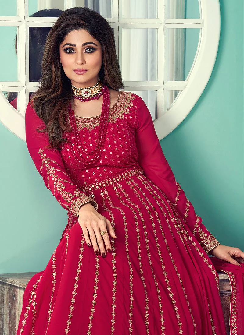 Anarkali Gown in Magenta Featuring Shamita Shetty - Image 2