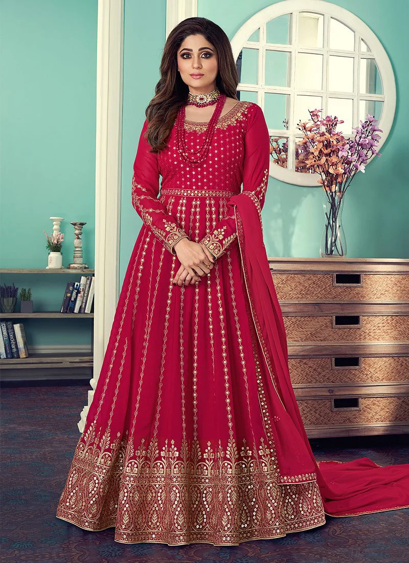 Anarkali Gown in Magenta Featuring Shamita Shetty - Image 3