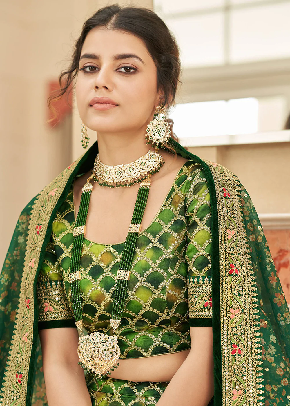 Appealing Green Art Silk Embroidery Wedding Lehenga Choli - Image 4
