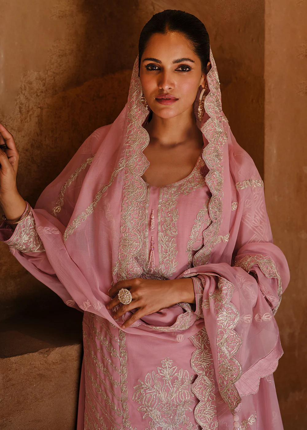 Appealing Lavender Wedding Festive Embroidered Salwar Suit - Image 2