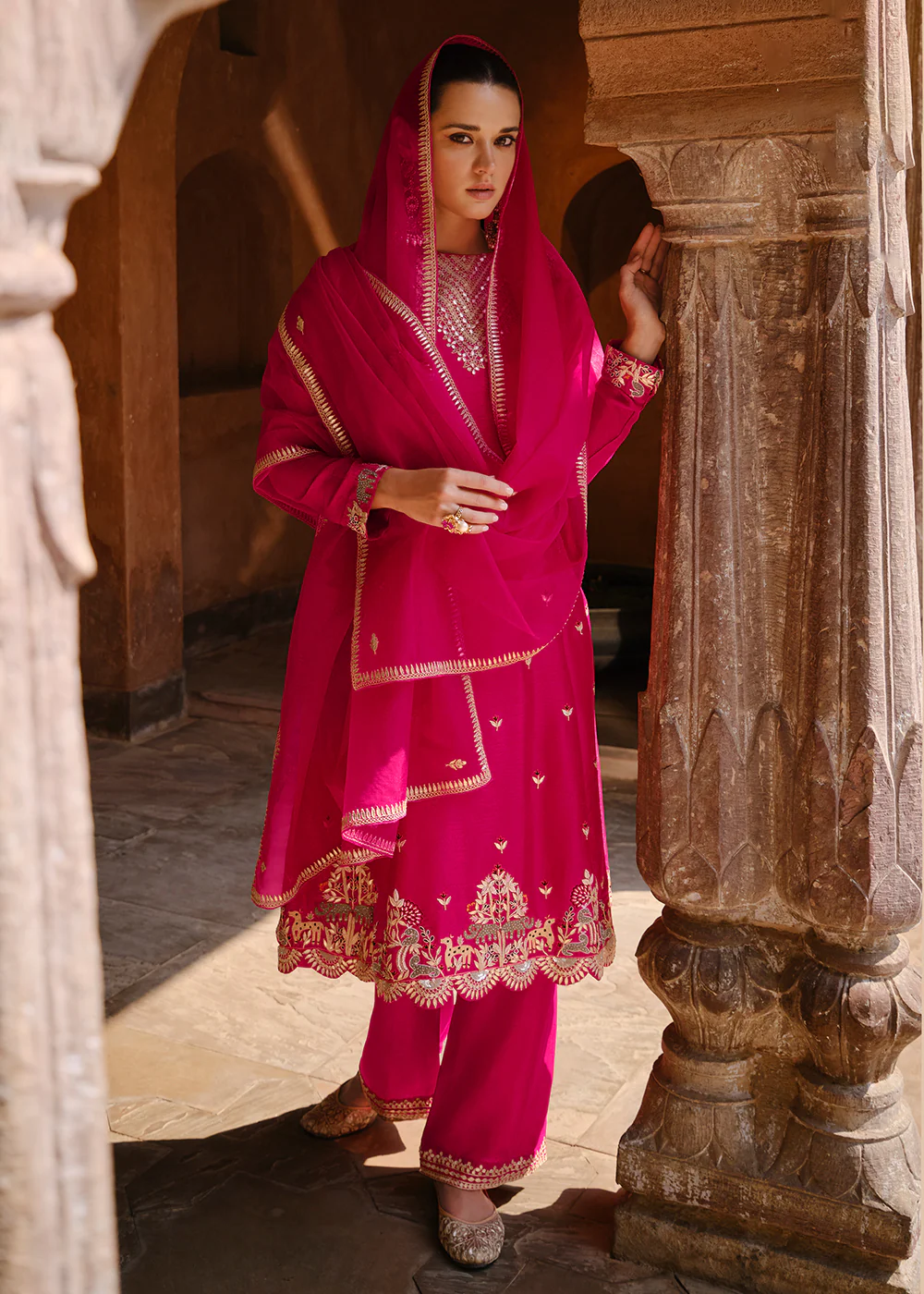 Appealing Pink Wedding Festive Embroidered Salwar Suit - Image 3