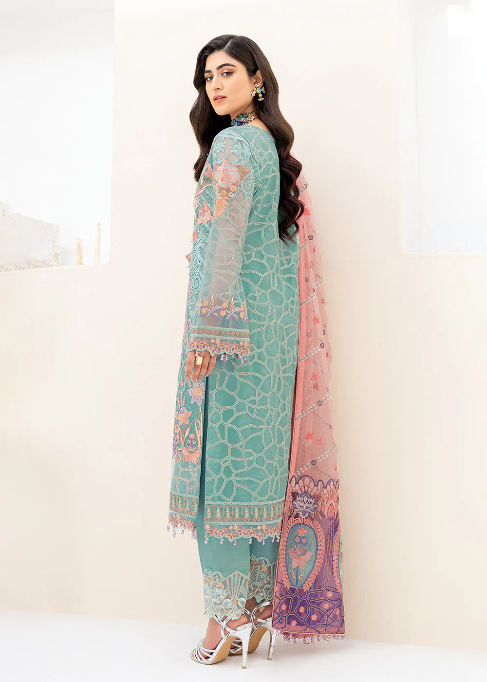Aqua Green Organza Suit - Ramsha Minhal Collection Vol 8 - #M-807 - Image 3