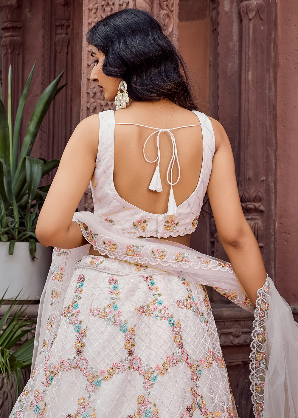 Attractive Cream All Over Embroidered Wedding Lehenga Choli - Image 13