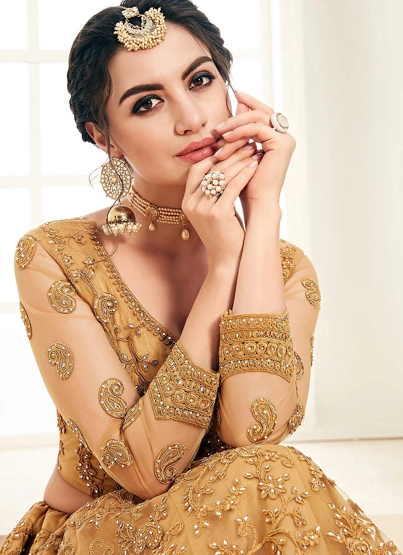 Attractive Mustard A Line Trendy Wedding Lehenga Choli - Image 2