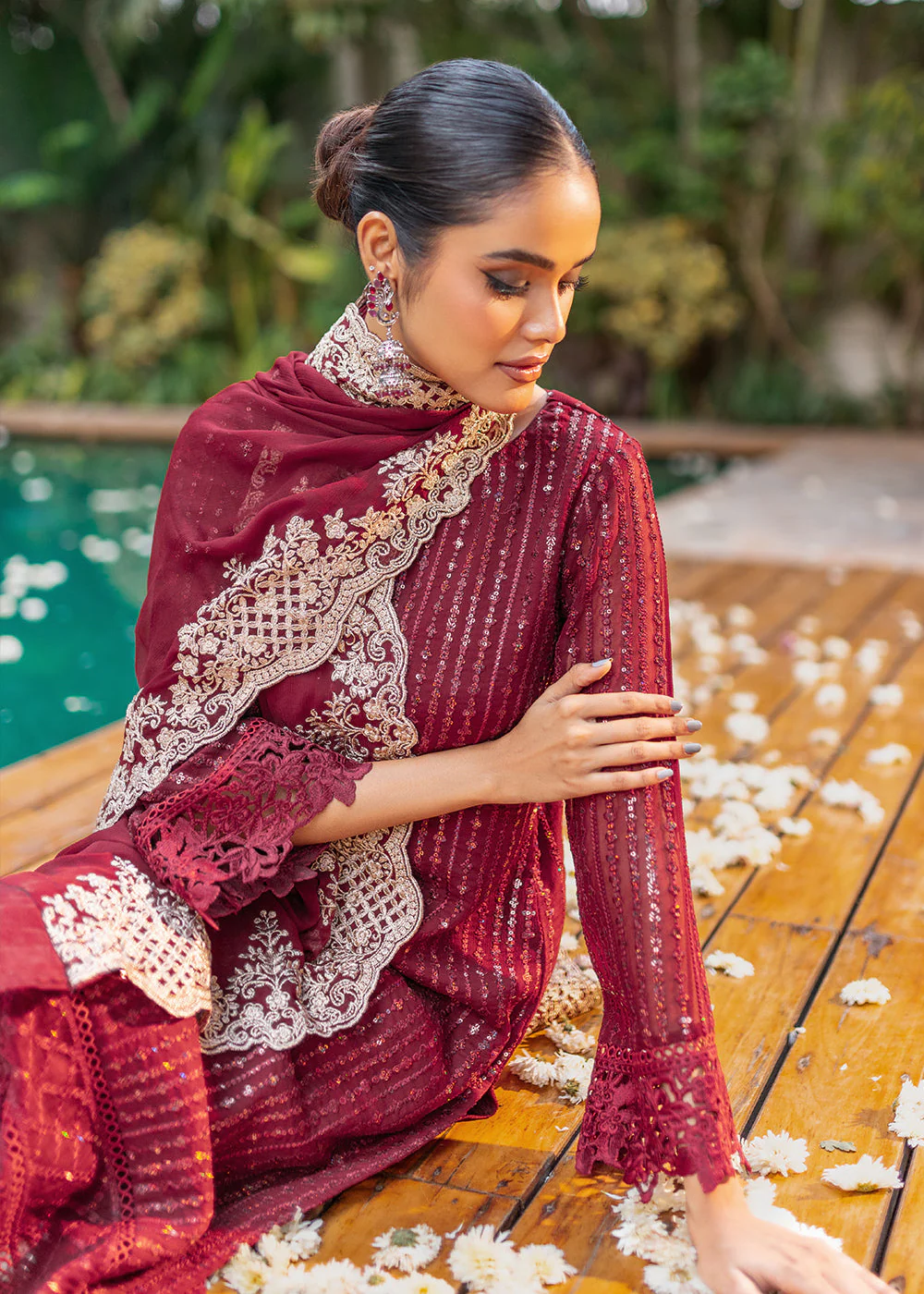 Azure Luxe Festive Embroidered by Ahmed Patel | Crimson Rush - Image 6