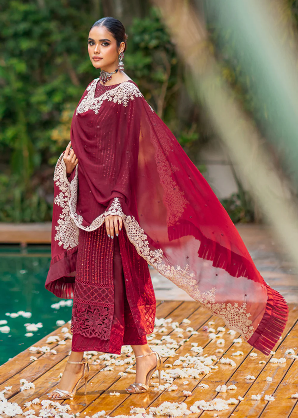 Azure Luxe Festive Embroidered by Ahmed Patel | Crimson Rush - Image 8