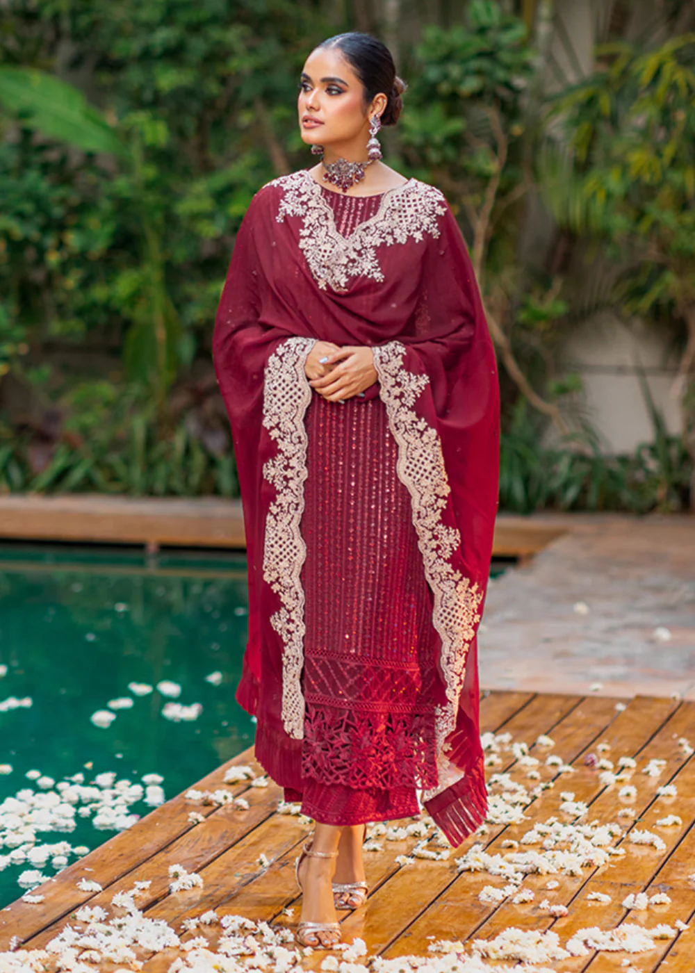 Azure Luxe Festive Embroidered by Ahmed Patel | Crimson Rush - Image 9