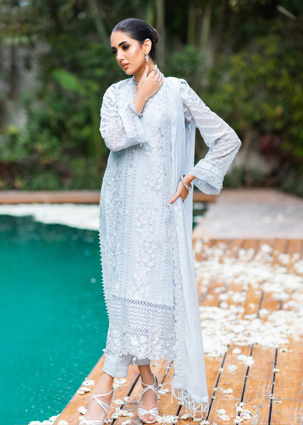 Azure Luxe Festive Embroidered by Ahmed Patel | Granite Grace - Image 4