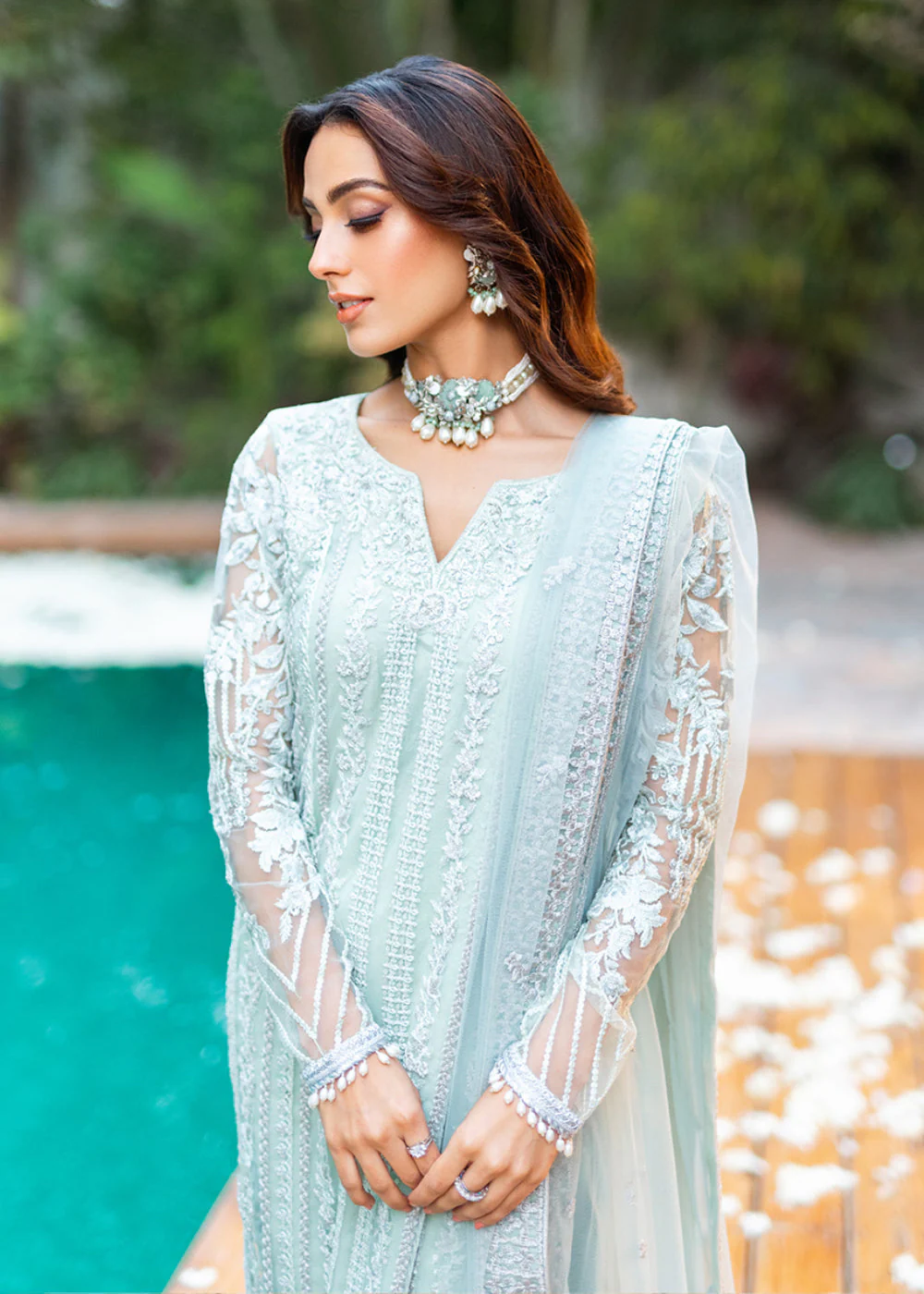 Azure Luxe Festive Embroidered by Ahmed Patel | Mint Breeze - Image 2