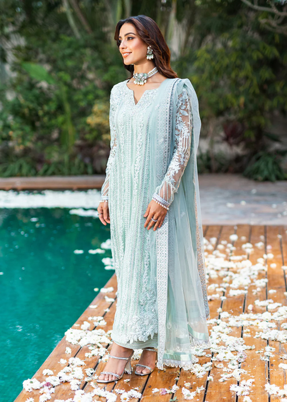 Azure Luxe Festive Embroidered by Ahmed Patel | Mint Breeze - Image 4