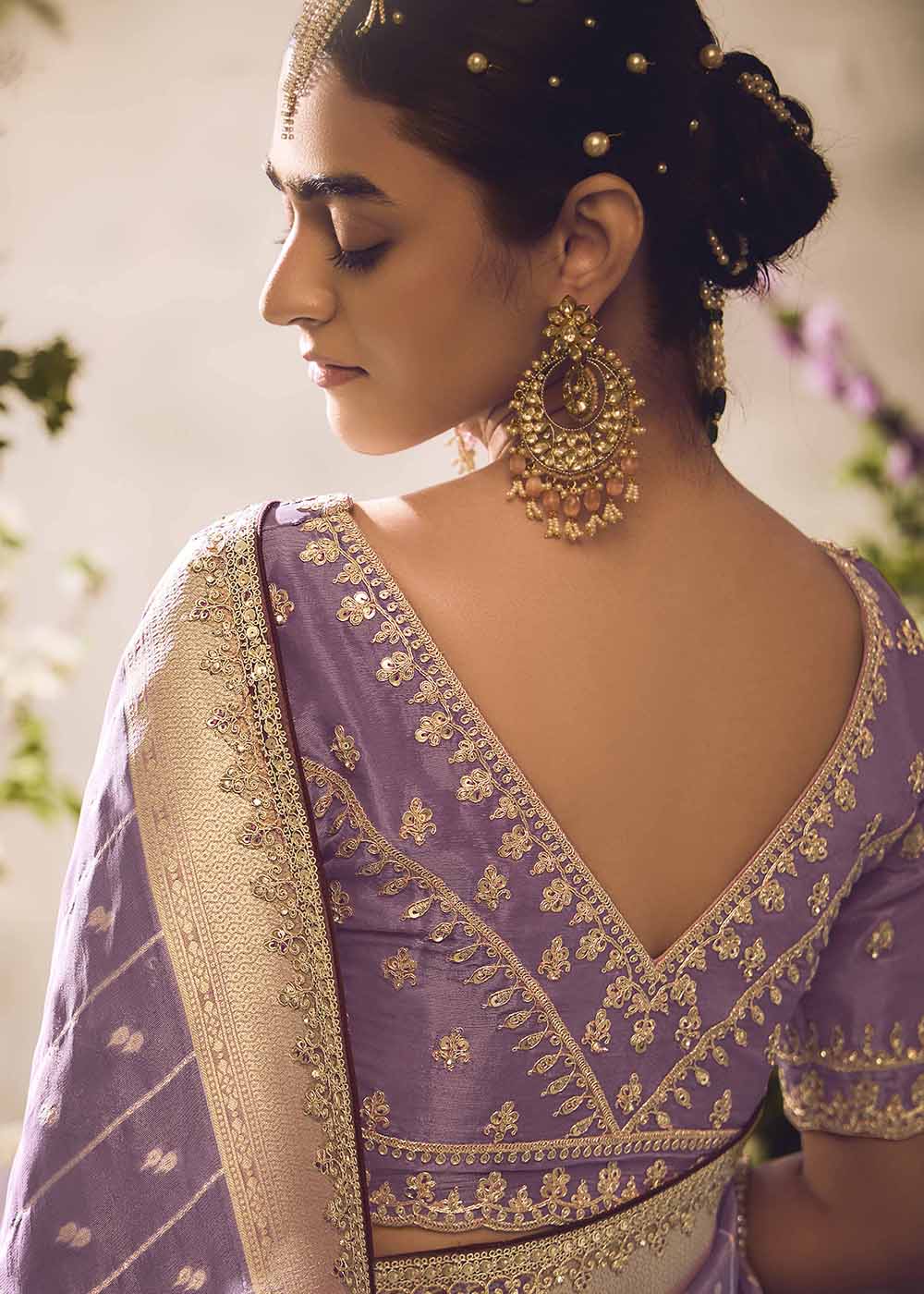 Banarasi Silk Zari Tissue Purple Festive Wear Saree - Image 3