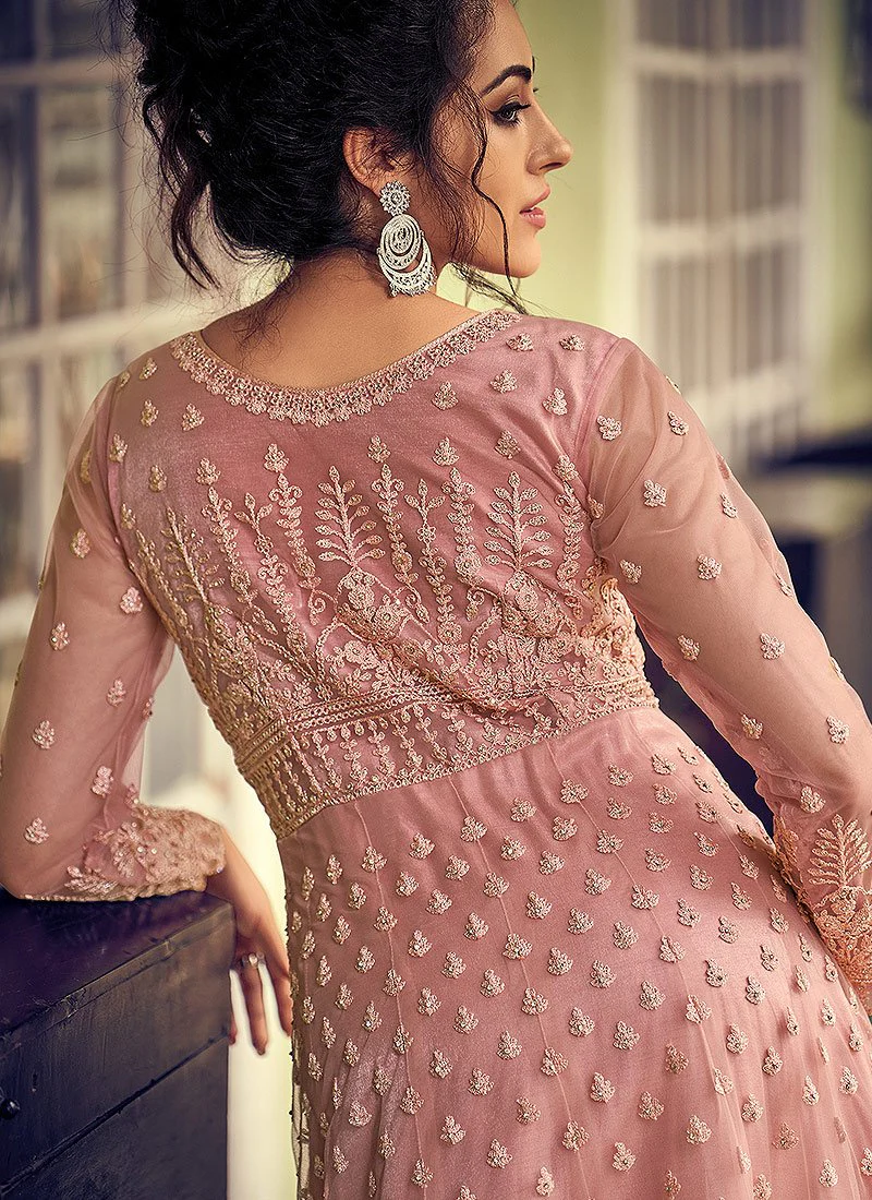 Barbie Pink Georgette Chikankari Designer Anarkali - Image 3