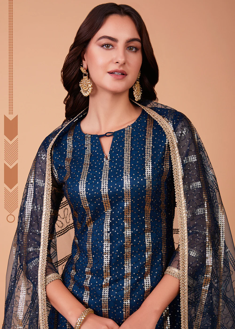 Beautiful Blue Tone to Tone Thread Net Salwar Kameez - Image 2