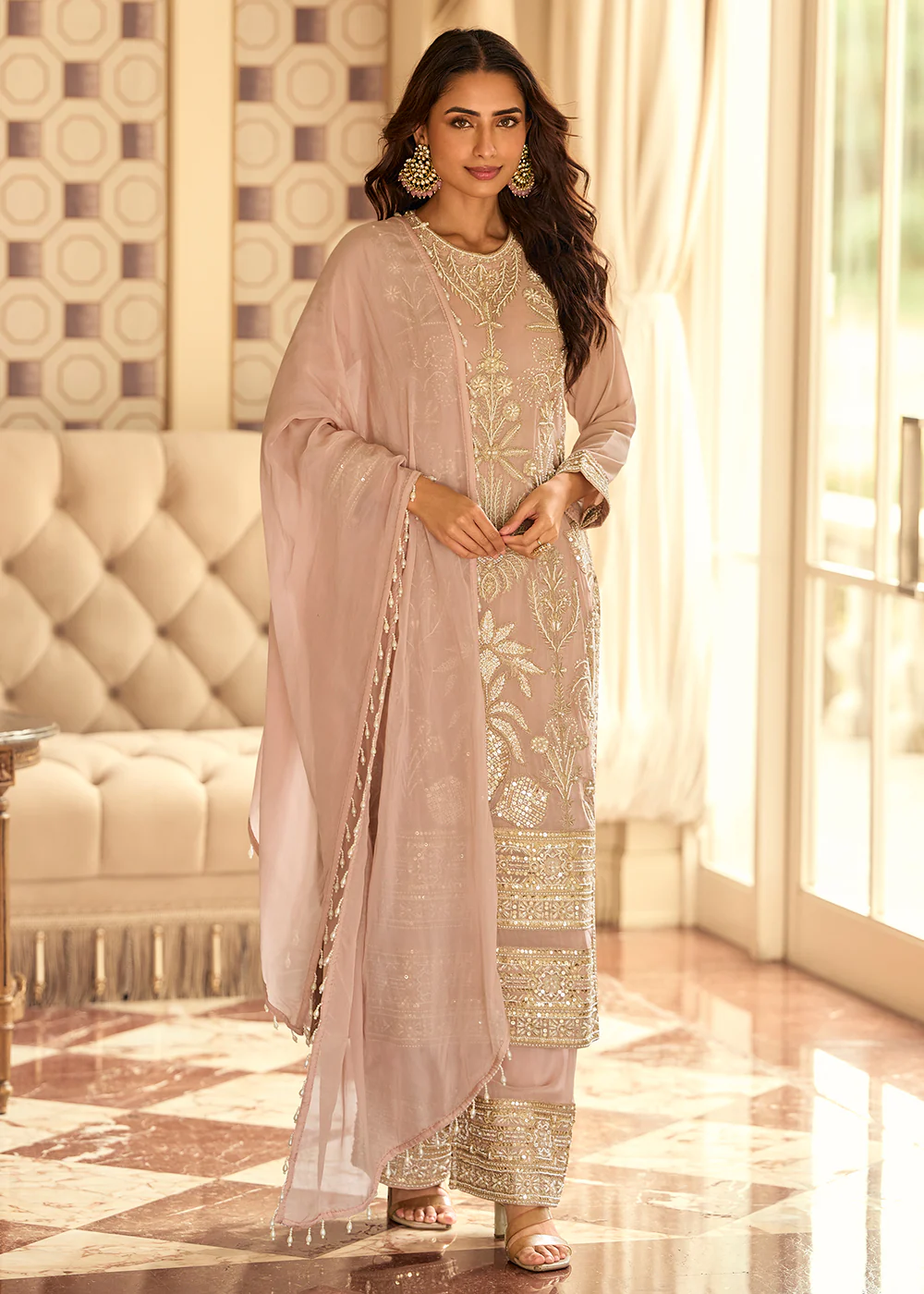 Beautiful Pink Designer Trouser Style Salwar Suit