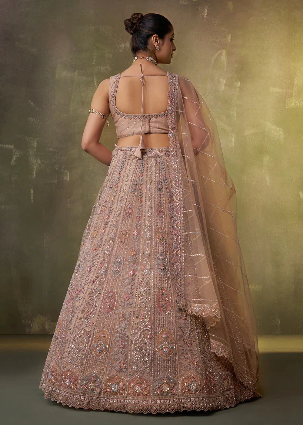 Beige Flared Embroidered Festive Lehenga Choli - Image 3