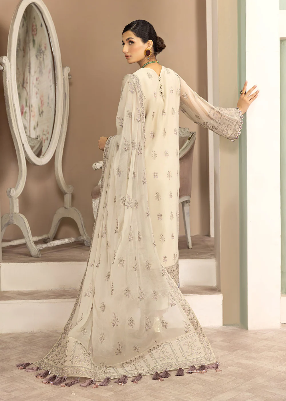 Beige Formal Suit - Alizeh - Dhaagay Formals '23 - V02D01- Kiera - Image 3