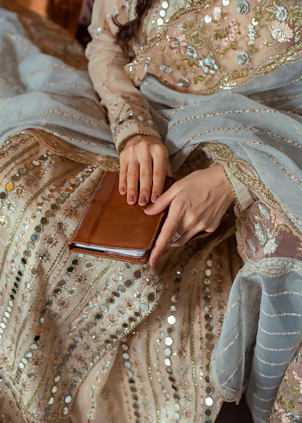 Beige Organza Net Pakistani Suit | Mushq | Qala Kamdaani | Aaima - Image 10