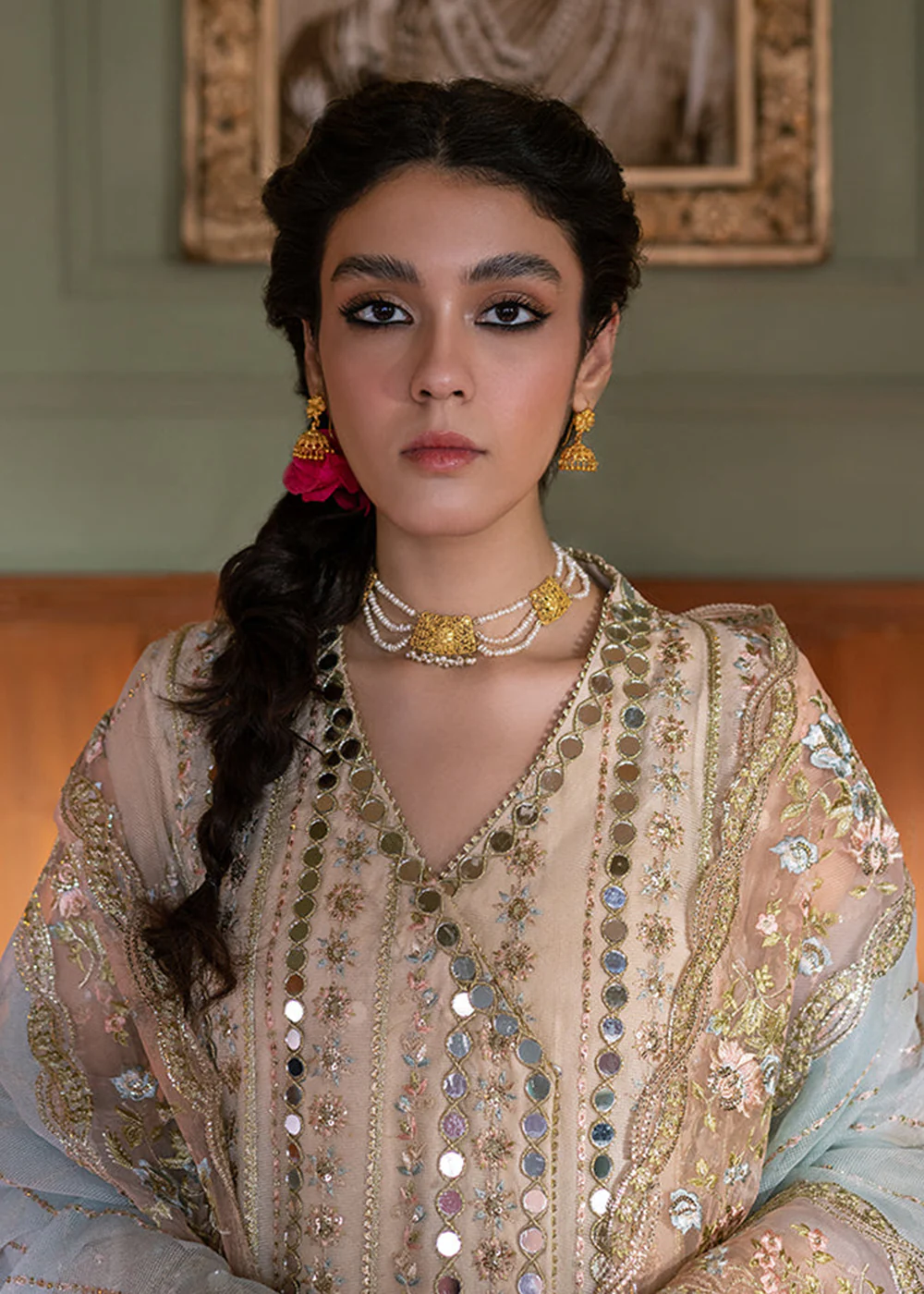 Beige Organza Net Pakistani Suit | Mushq | Qala Kamdaani | Aaima - Image 6