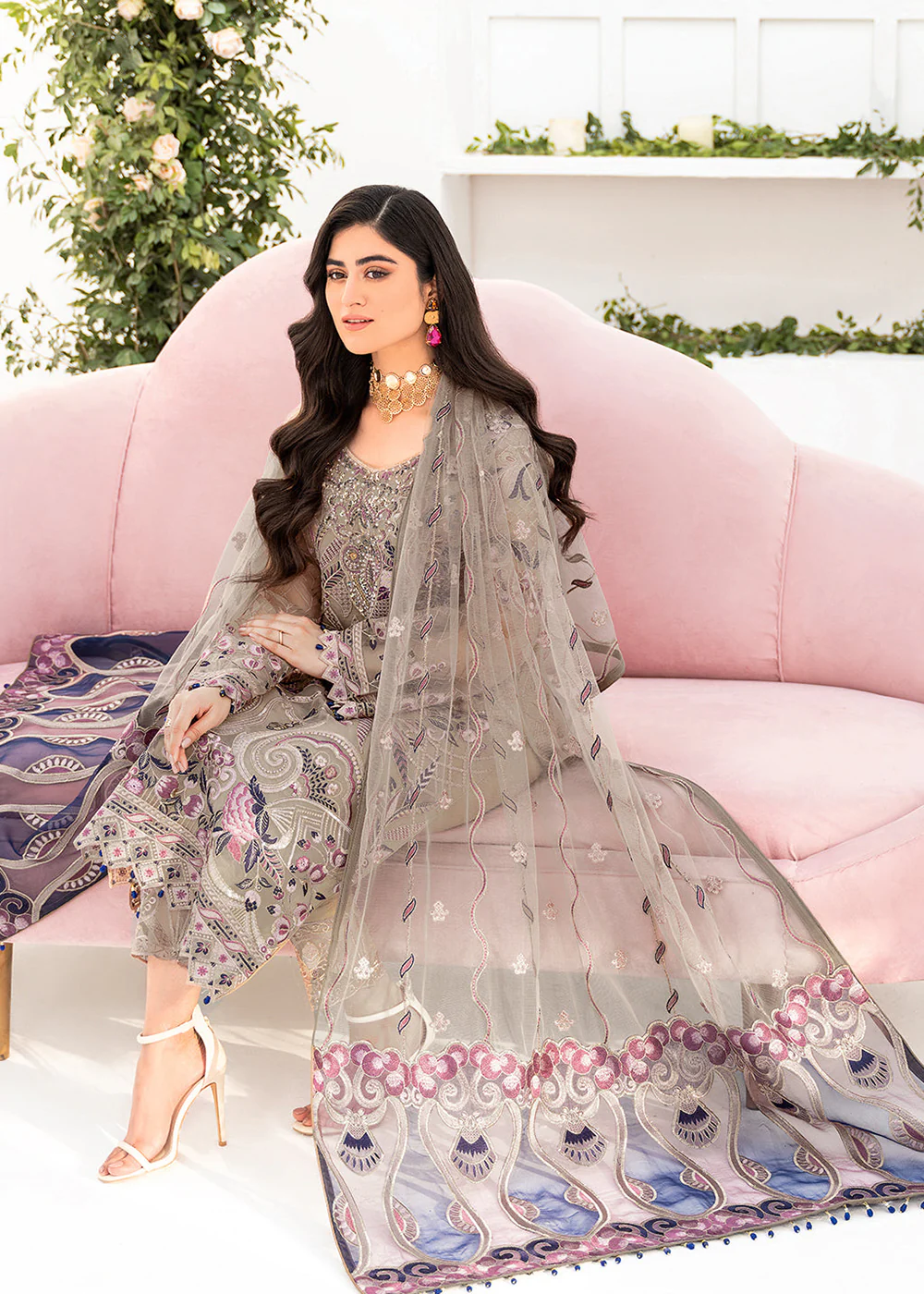 Beige Organza Suit - Ramsha Minhal Collection Vol 8 - #M-809 - Image 2